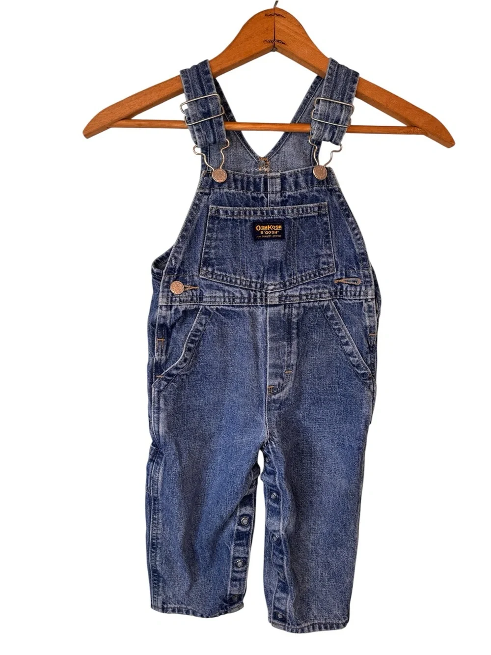Vintage OshKosh B’Gosh Vestbak Denim Bib Overalls 2T Classic Carpenter Snap Leg